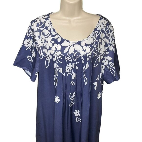 Womens Hawaian Style Shift Dress Noracora  Floral u Size XXL 14 Modest Round Nec - Picture 2 of 9